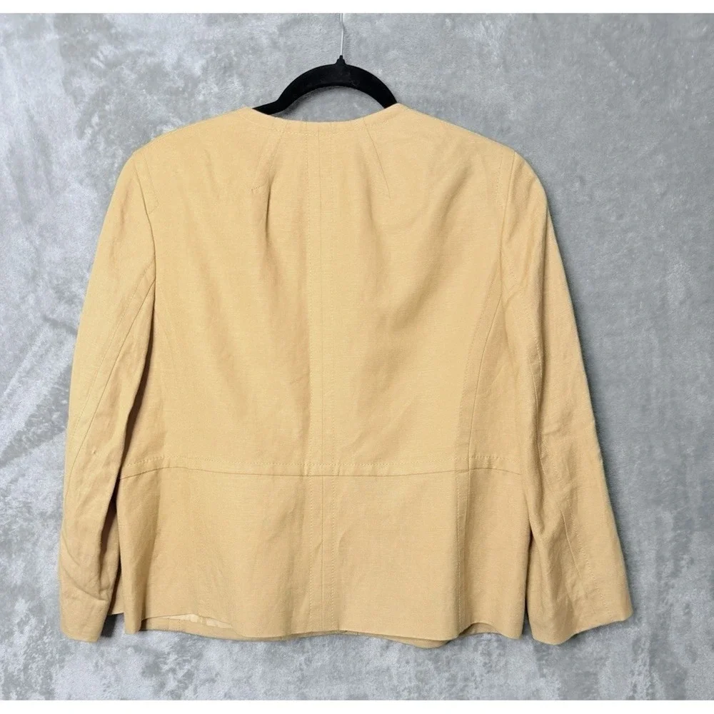 Kasper Blazer SZ 10 Tan Gold Linen Blend Classic‎ Minimalist Capsule Office